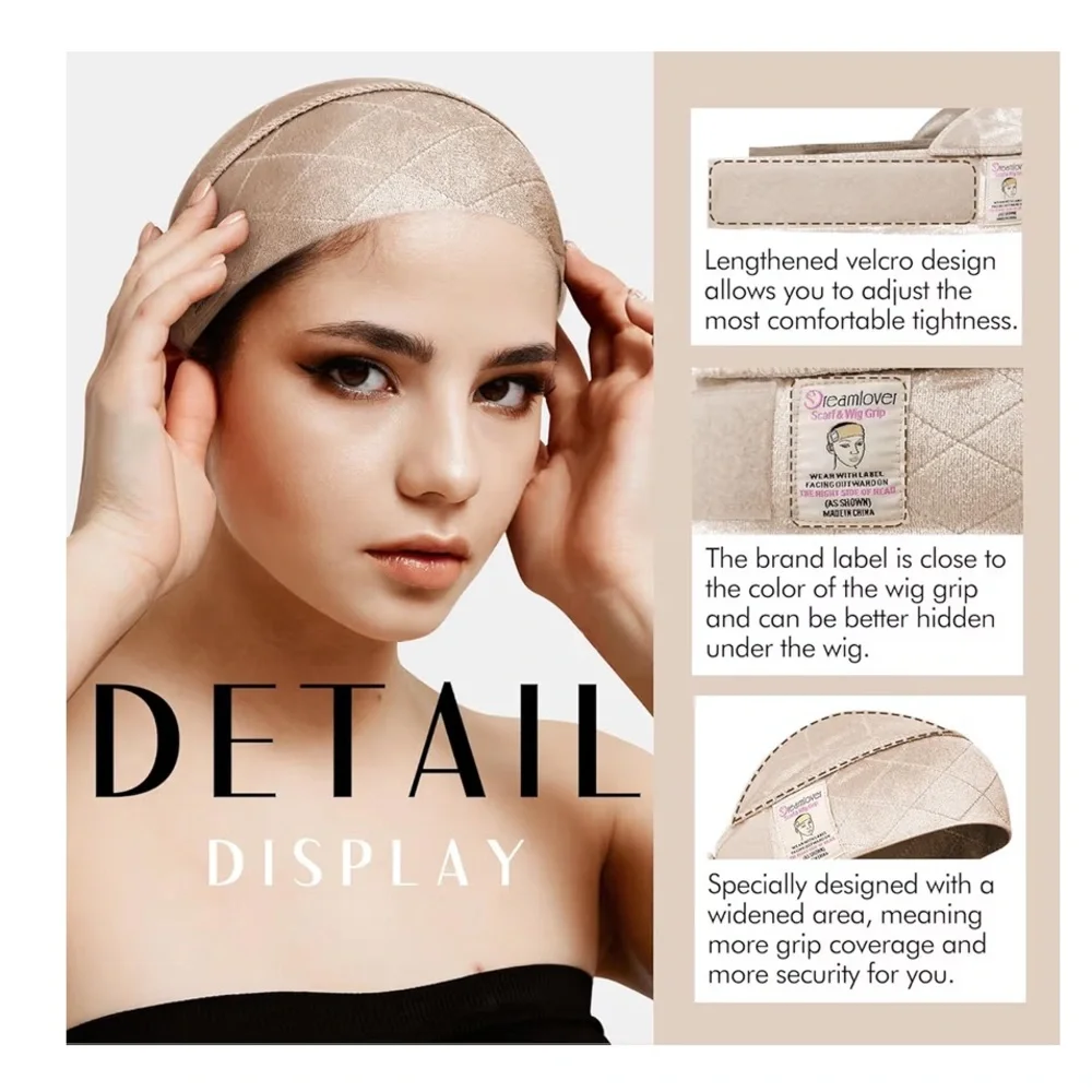 (2) Beige Wig Grip Headband